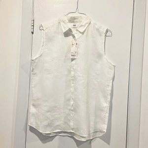 SOLD White women Uniqlo linen sleeveless shirt
